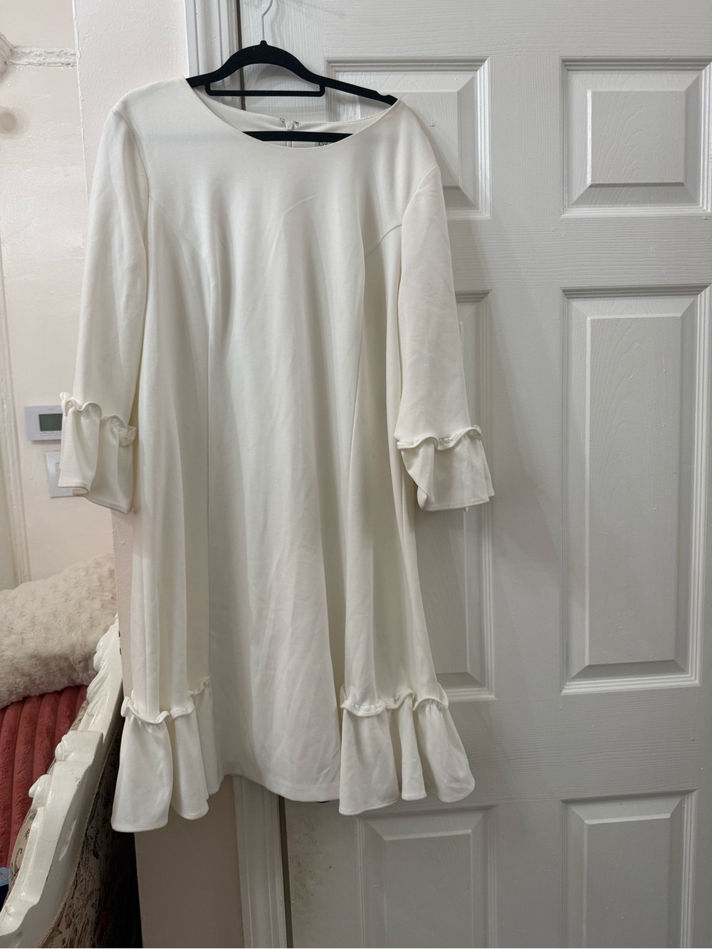 Calvin Klein Cream Ruffle-Hem Swing Tunic Dress